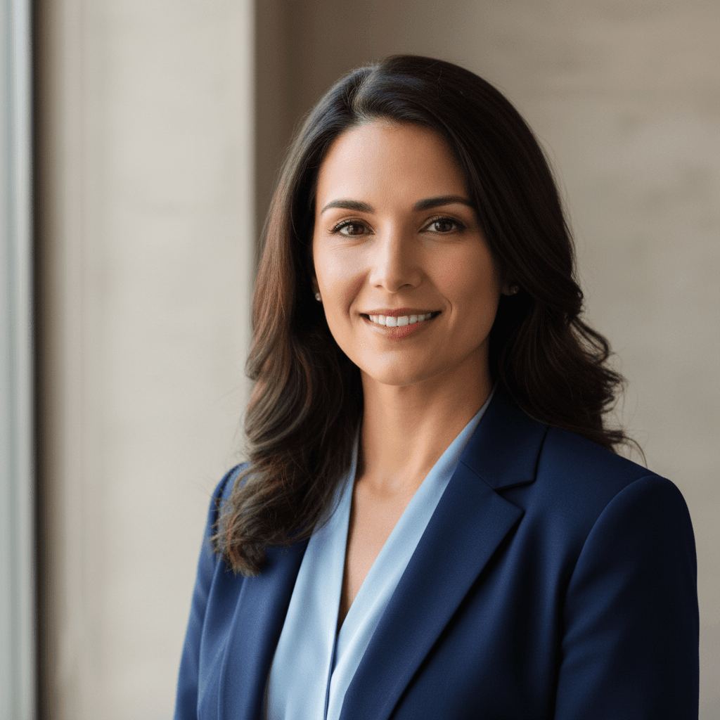 Professional headshot of a confident business woman, natural lighting, neutral background, sharp foc