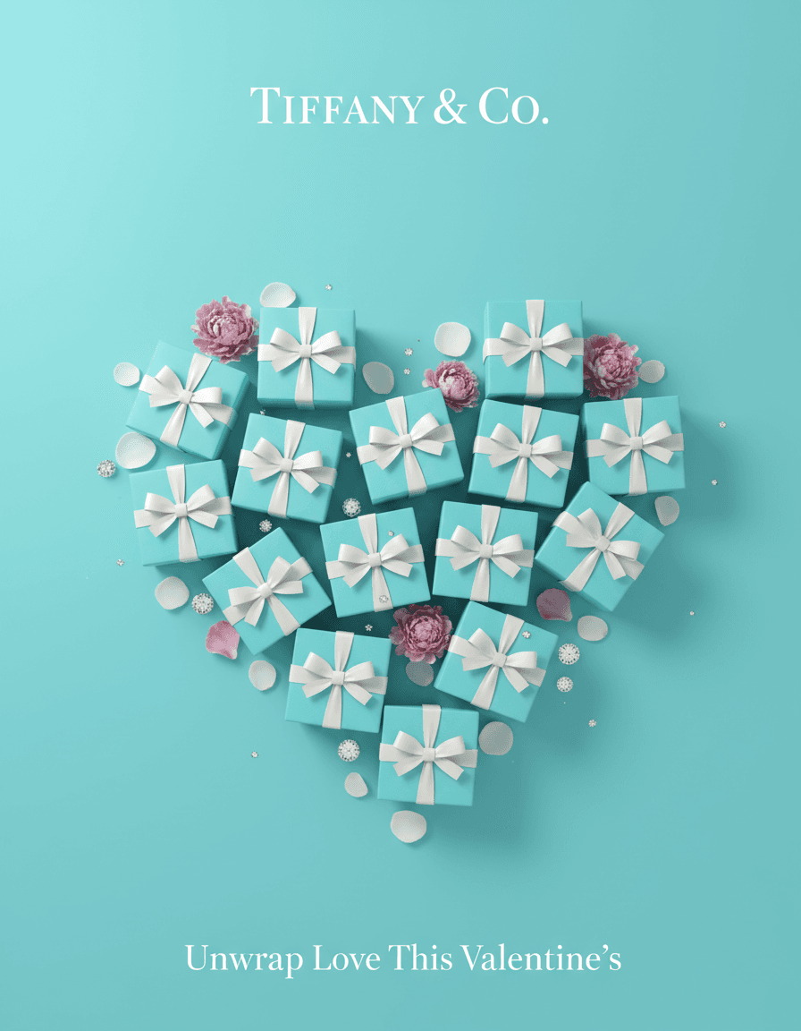 蒂芙尼節日風格的 AI 社群廣告概念圖