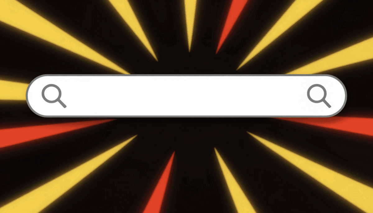 Exaggerated funny meme-style AI scene about web search filtering noise into clarity, absurd cinemati