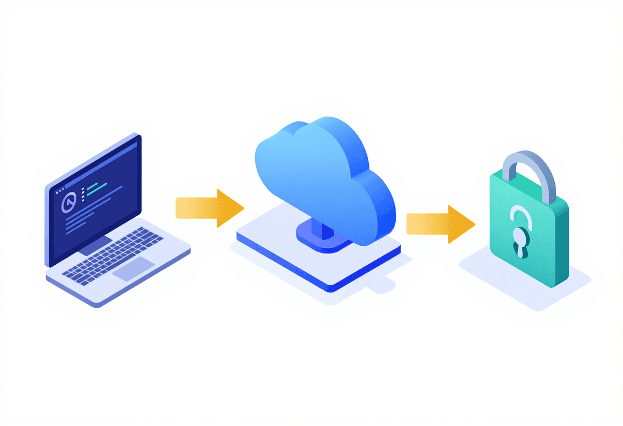 Engineering workflow scene showing AI coding agent, cloud deployment agent and security agent passin