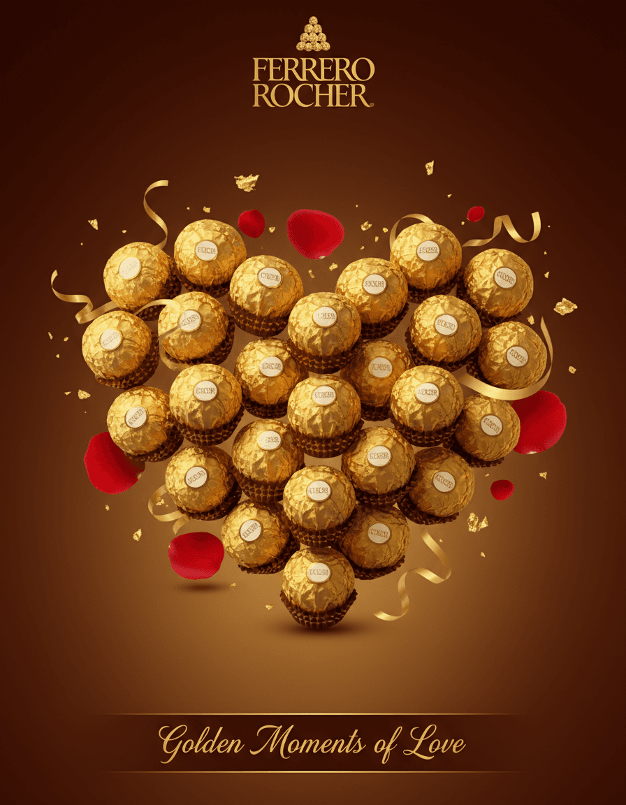 Create a professional Valentine's Day advertisement for Ferrero Rocher in 4:5 aspect ratio