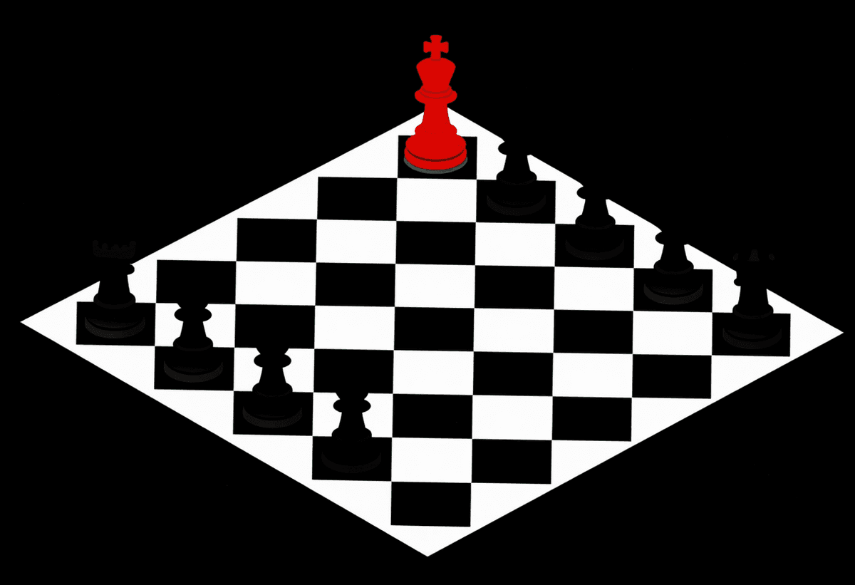 Chessboard metaphor with three factions represented by abstract figures: platform, copyright owners,