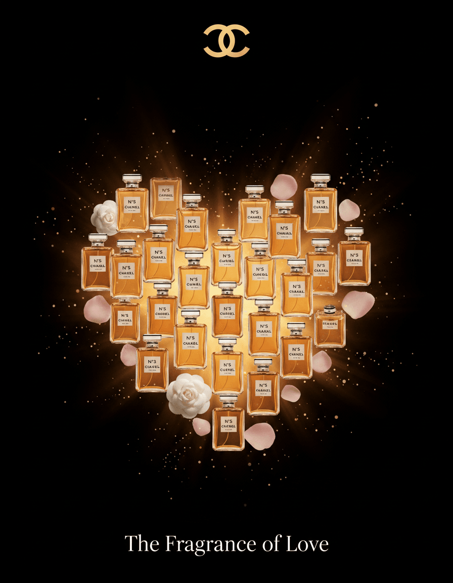 香水品牌風格的 AI 社群廣告概念圖