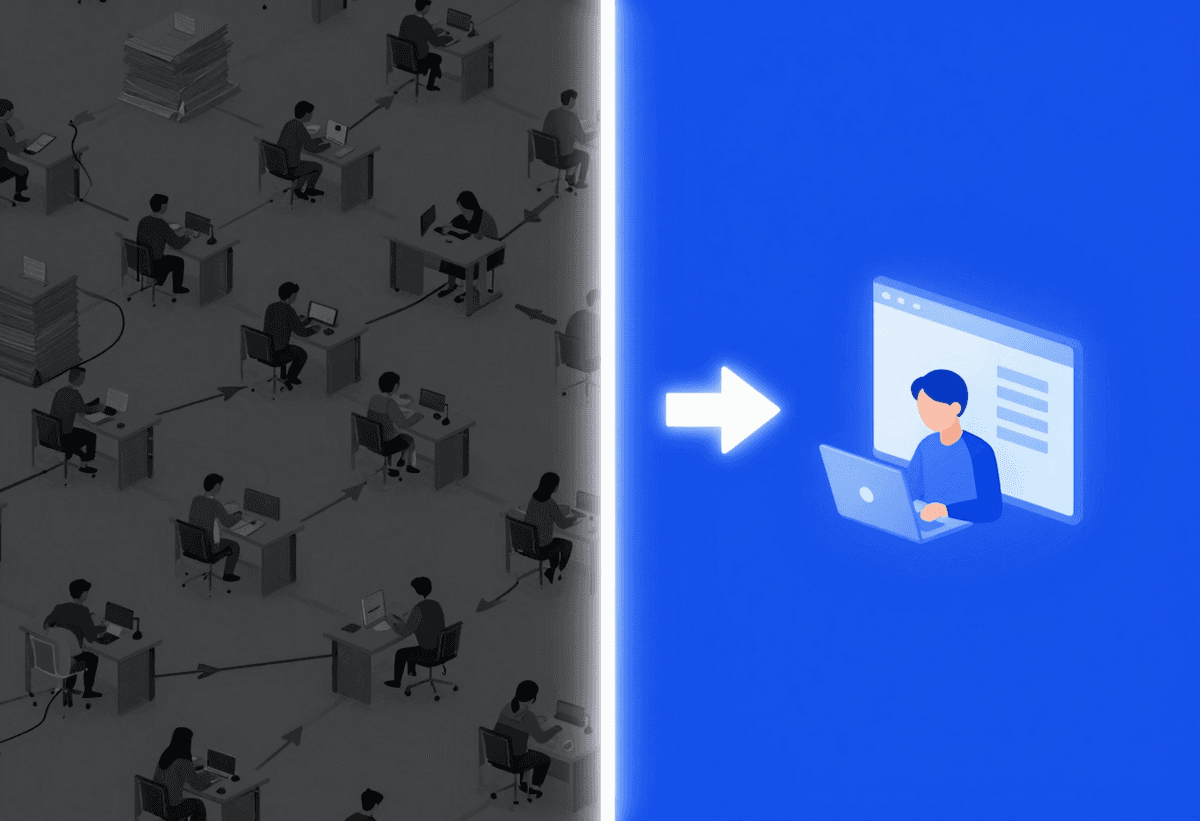 A split-scene horizontal composition divided by a bright glowing vertical line in the center