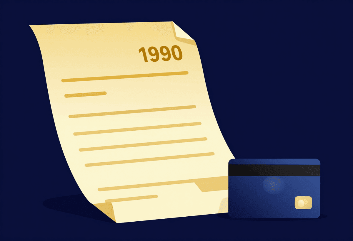 An editorial illustration: a giant old-fashioned paper invoice with a massive price tag on the left,