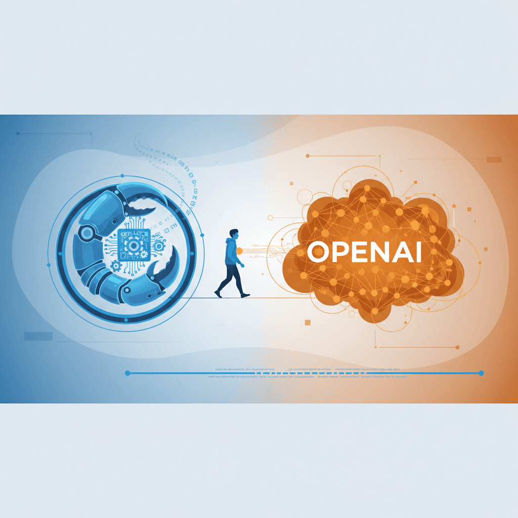 Header cover image for a Chinese tech analysis article about OpenClaw and OpenAI: include a subtle s