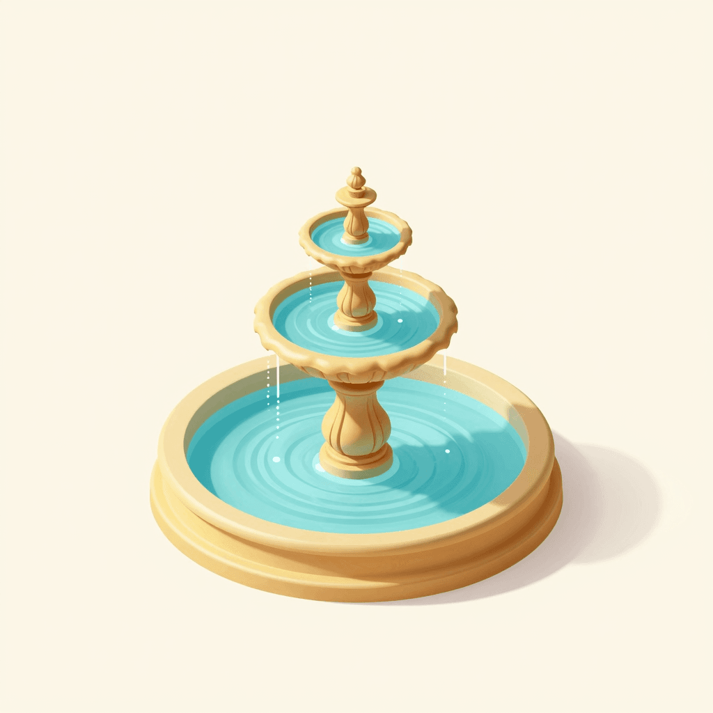 Isometric fountain asset for a miniature theme park
