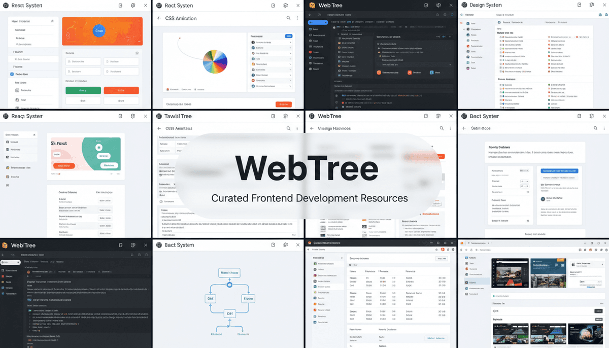 Open Graph social media banner 16:9 for 'WebTree' — a curated frontend development resources directo