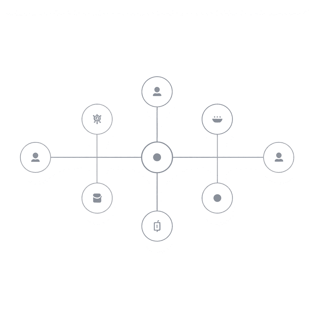 Abstract tech workflow with nodes and lines, no text, no letters, 16:9